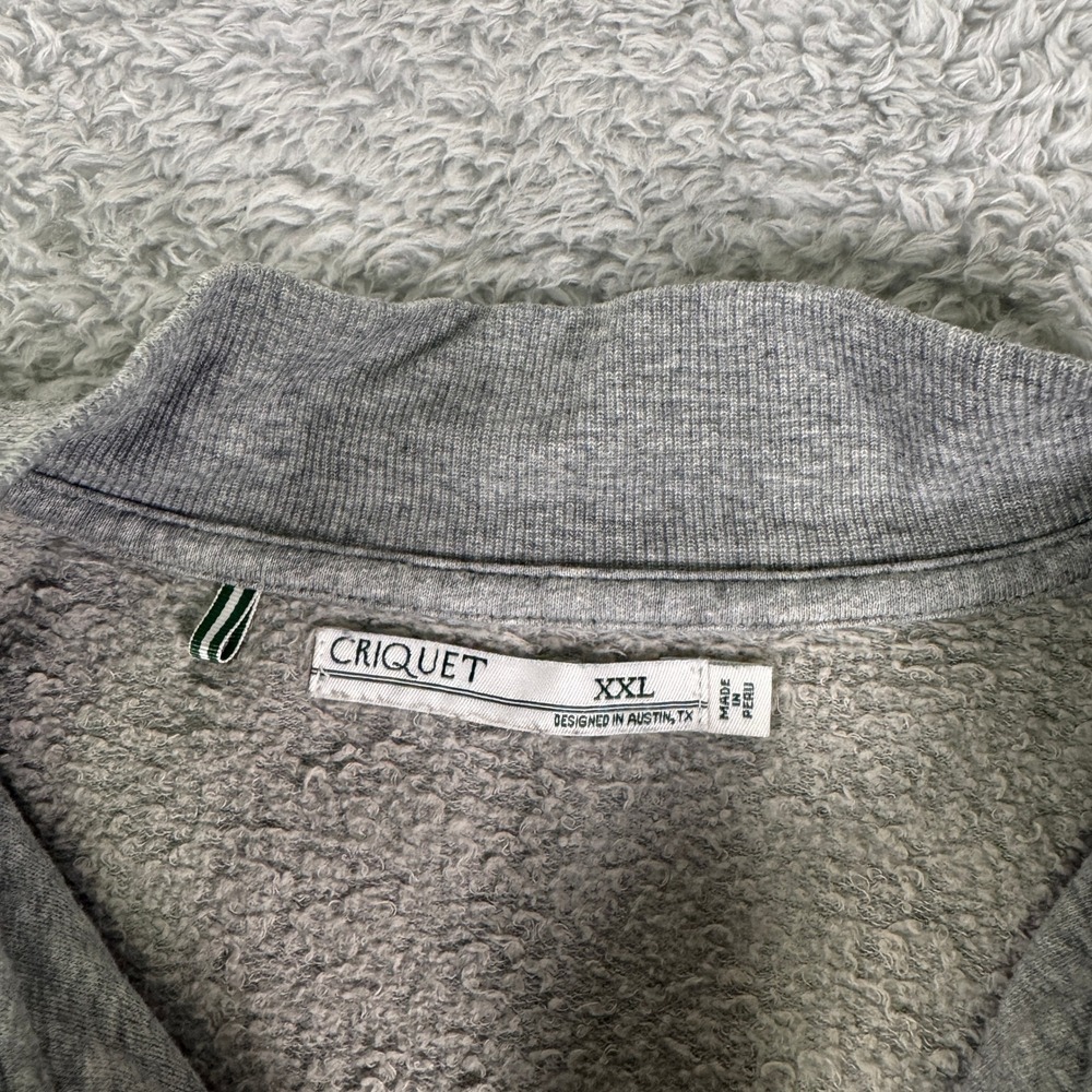 Criquet Mens XXL Quarter Zip Sweatshirt Heather Gray Pullover Mock Neck Logo - Picture 3 of 9